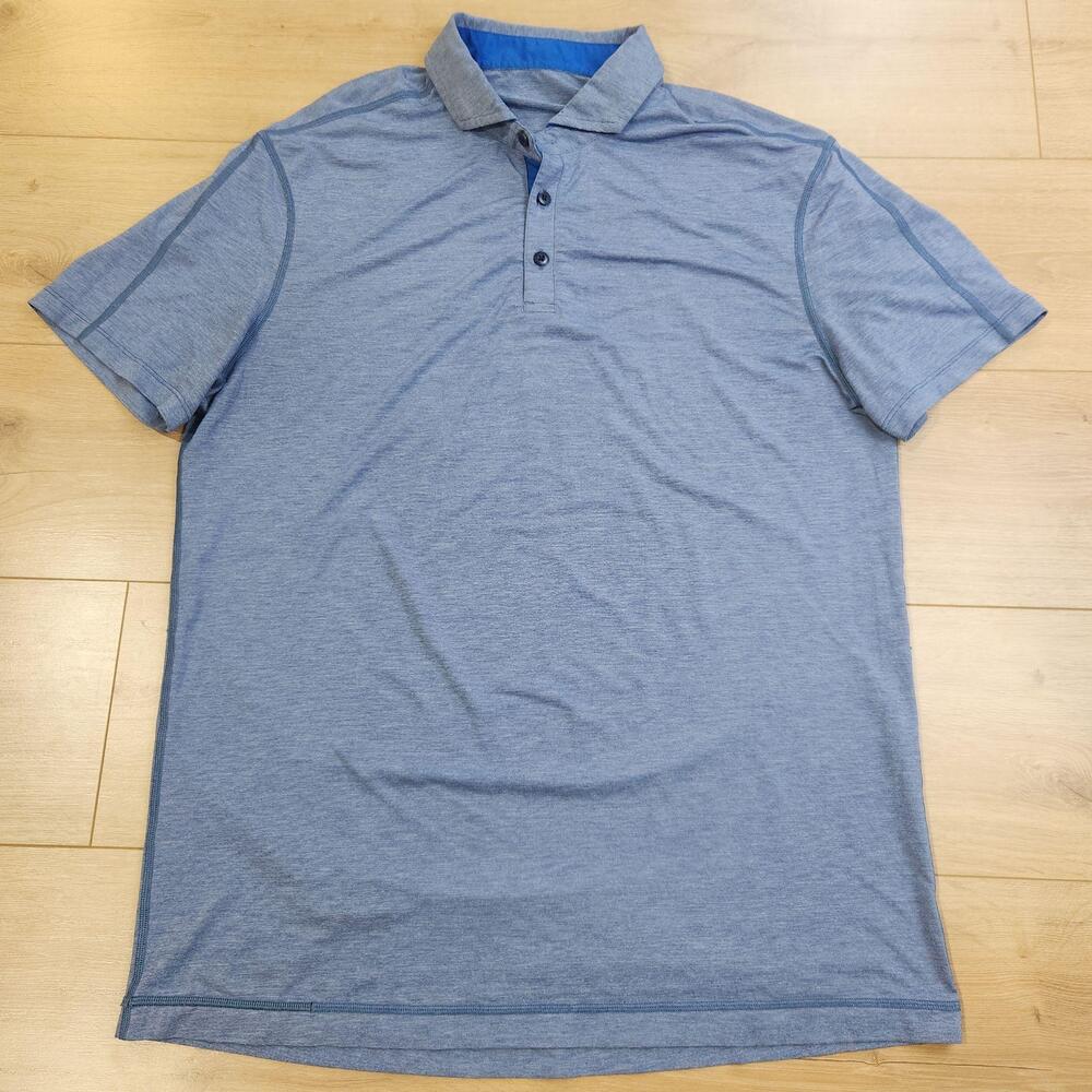 Lululemon Polo Shirt Mens XL Blue Short Sleeve Athletic Golf Performance Top